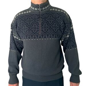 MEISTER Vintage Ski Sweater Half Zip Wool Blend Nordic Fair Isle Warm Winter